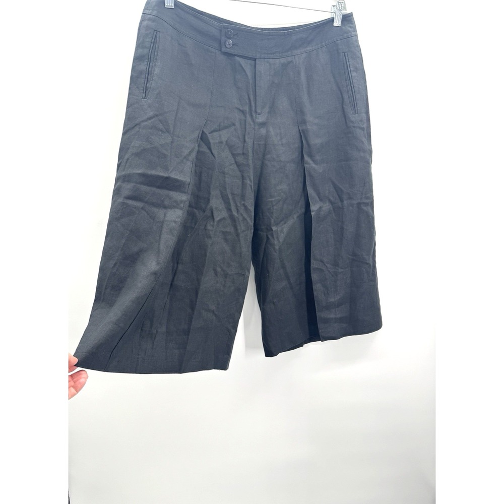 Linda Allard x Ellen Tracy Wide Leg Linen Pant Cropped 14 Cottage Coastal Resort